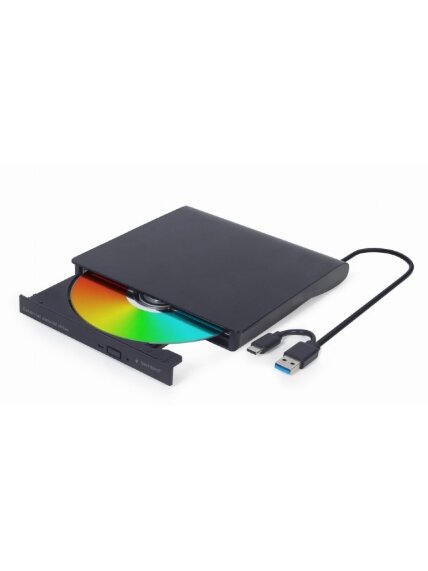Gembird External USB DVD Drive | DVD-USB-031 | Interface USB Type-C (m), USB 3.1 Gen. 1 | DVD±R/RW / CD±R/RW | CD read speed 24 x | CD write speed 24 x | Black