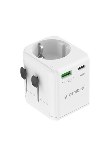 Gembird Grounded universal travel power adapter, 20 W | TPA-EU1A1C20-01-W 3 Gembird Grounded universal travel power adapter, 20 W | TPA-EU1A1C20-01-W 3