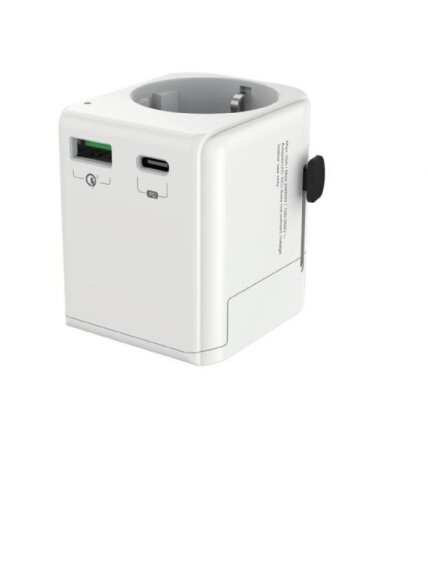 Gembird Grounded universal travel power adapter, 20 W | TPA-EU1A1C20-01-W 4 Gembird Grounded universal travel power adapter, 20 W | TPA-EU1A1C20-01-W 4