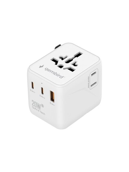 Gembird Universal travel power adapter | TPA-1A2C20-01-W | 20 W | Travel Adapter Gembird Universal travel power adapter | TPA-1A2C20-01-W | 20 W | Travel Adapter