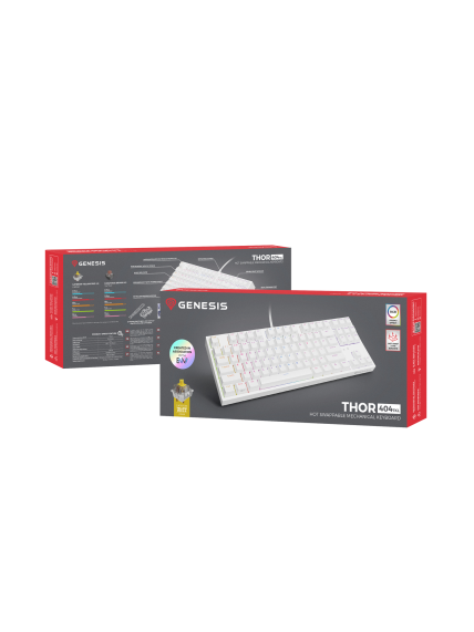 Genesis | THOR 404 TKL | Mechanical Gaming Keyboard | Wired | US | Gateron Yellow Pro | White | RGB 12 Genesis | THOR 404 TKL | Mechanical Gaming Keyboard | Wired | US | Gateron Yellow Pro | White | RGB 12