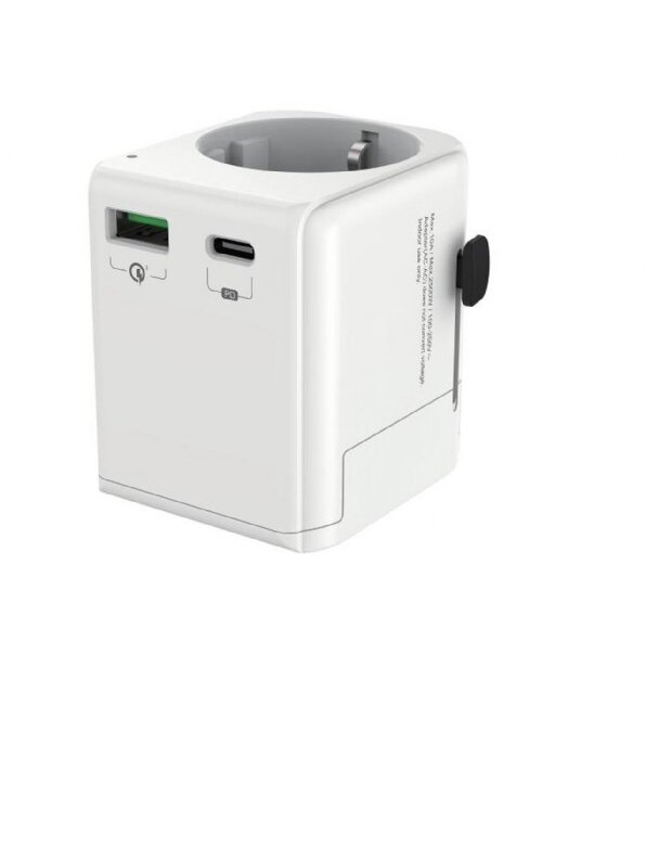 Gembird Grounded universal travel power adapter, 20 W | TPA-EU1A1C20-01-W 4 Gembird Grounded universal travel power adapter, 20 W | TPA-EU1A1C20-01-W 4