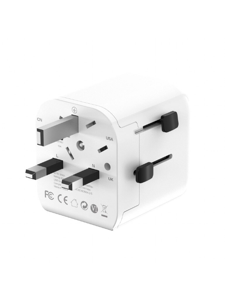 Gembird EU to Universal travel power adapter, 12W | TPA-EU2A12-01-W | 5 V 2