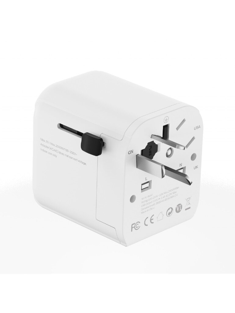 Gembird EU to Universal travel power adapter, 12W | TPA-EU2A12-01-W | 5 V 4
