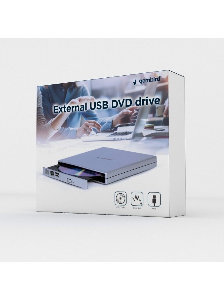 Gembird External USB DVD drive | DVD-USB-021-SV | Interface USB 2.0 | CD/DVD | CD read speed 24 x | CD write speed 24 x | Silver 3 Gembird External USB DVD drive | DVD-USB-021-SV | Interface USB 2.0 | CD/DVD | CD read speed 24 x | CD write speed 24 x | Silver 3