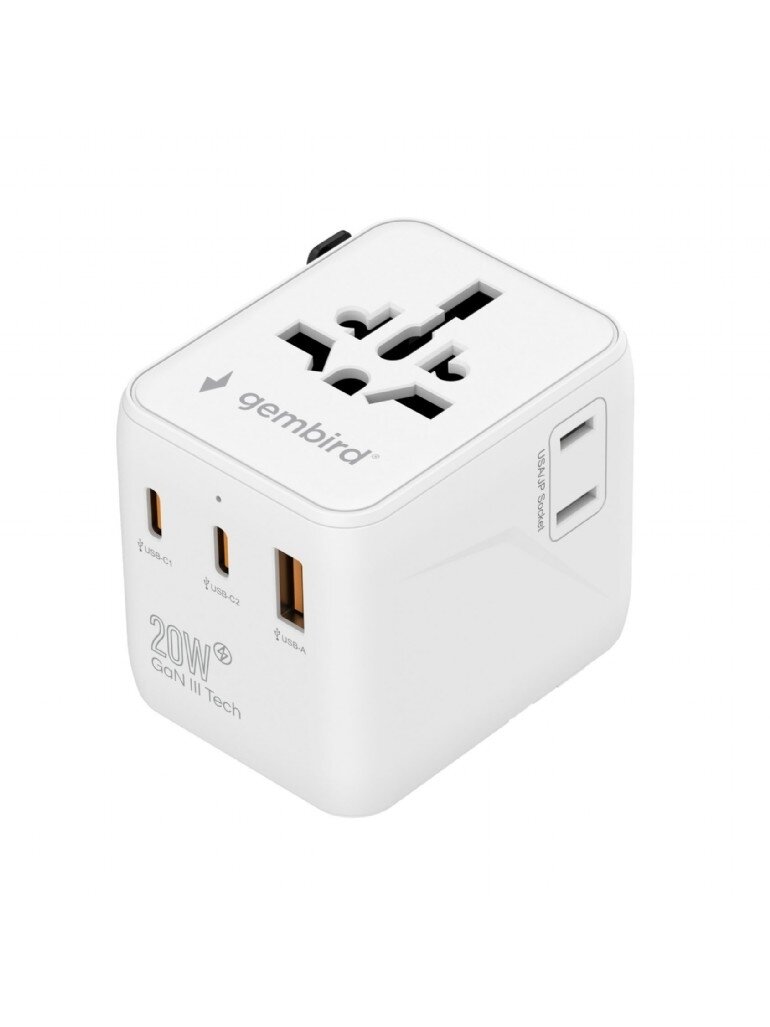 Gembird Universal travel power adapter | TPA-1A2C20-01-W | 20 W | Travel Adapter 4 Gembird Universal travel power adapter | TPA-1A2C20-01-W | 20 W | Travel Adapter 4