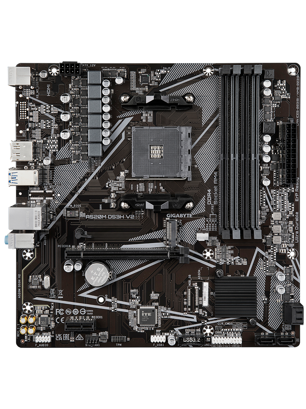 Gigabyte | A520M DS3H V2 | Processor family AMD | Processor socket AM4 | DDR4 DIMM | Memory slots 2 | Number of SATA connectors 4 | Chipset AMD A520 | Micro ATX 1