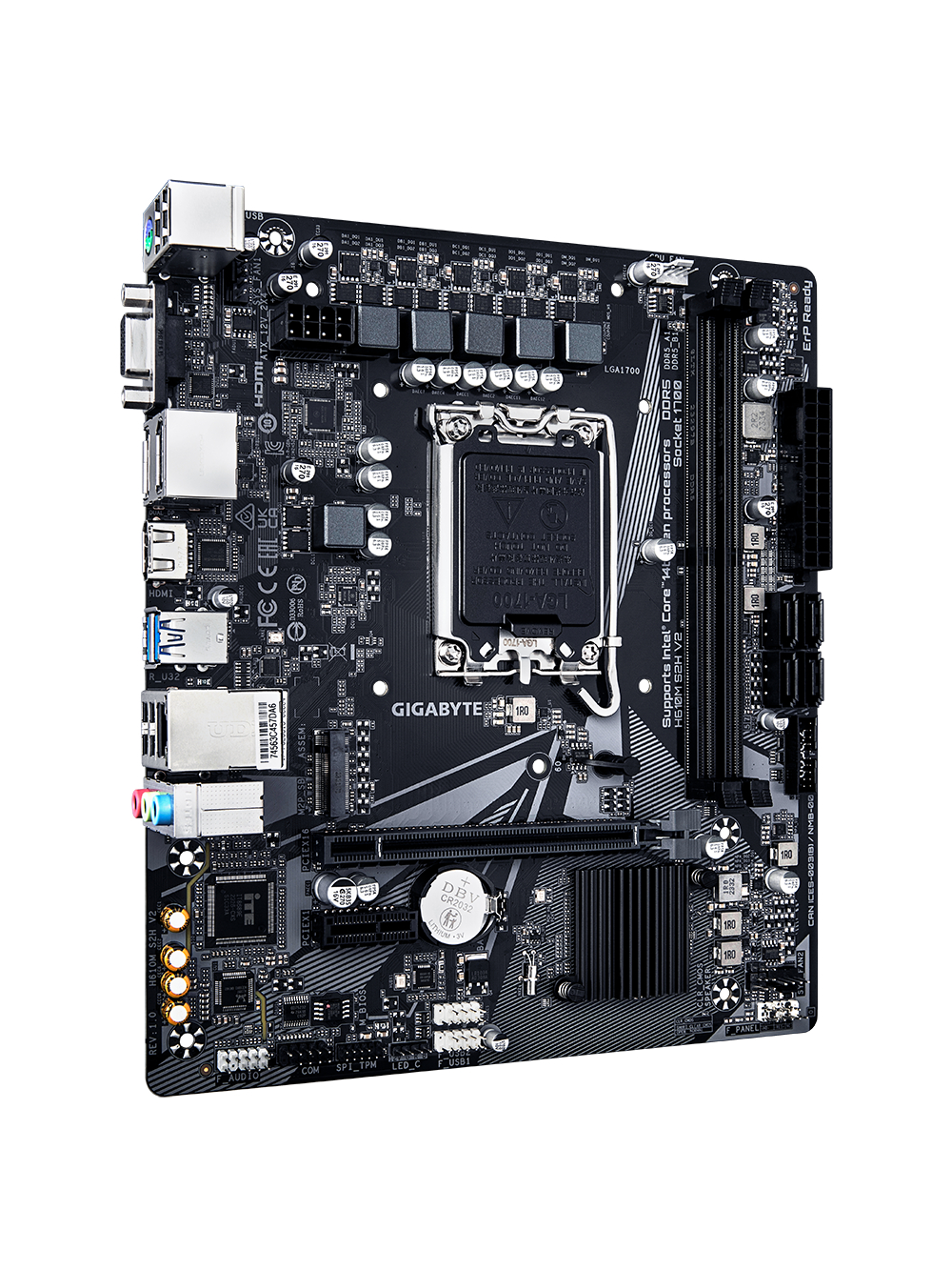 Gigabyte | H610M S2H V2 1.0 | Processor family Intel | Processor socket LGA1700 | DDR5 DIMM | Supported hard disk drive interfaces M.2, SATA | Number of SATA connectors 4 2
