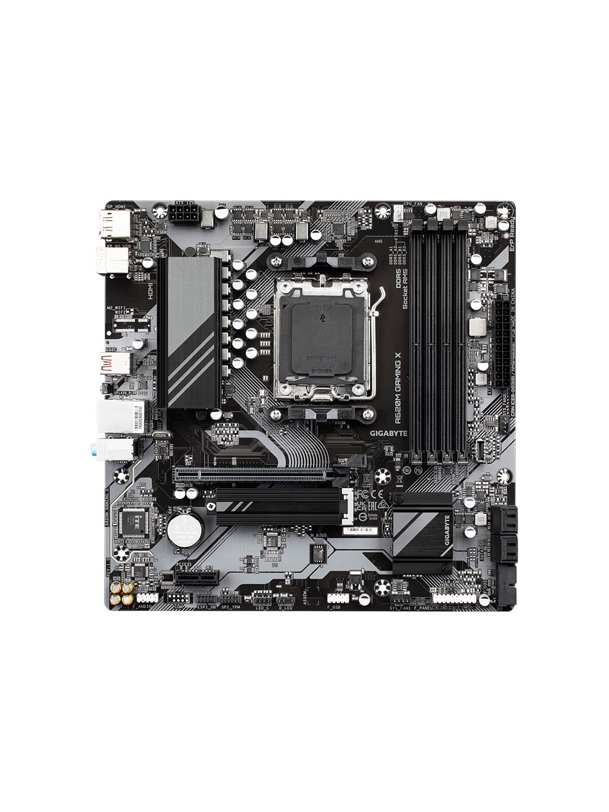 Gigabyte | A620M GAMING XG10 | Processor family AMD | Processor socket AM5 | DDR5 DIMM | Memory slots 4 | Supported hard disk drive interfaces 	SATA, M.2 | Number of SATA connectors 4 | Chipset AMD A620 | Micro ATX