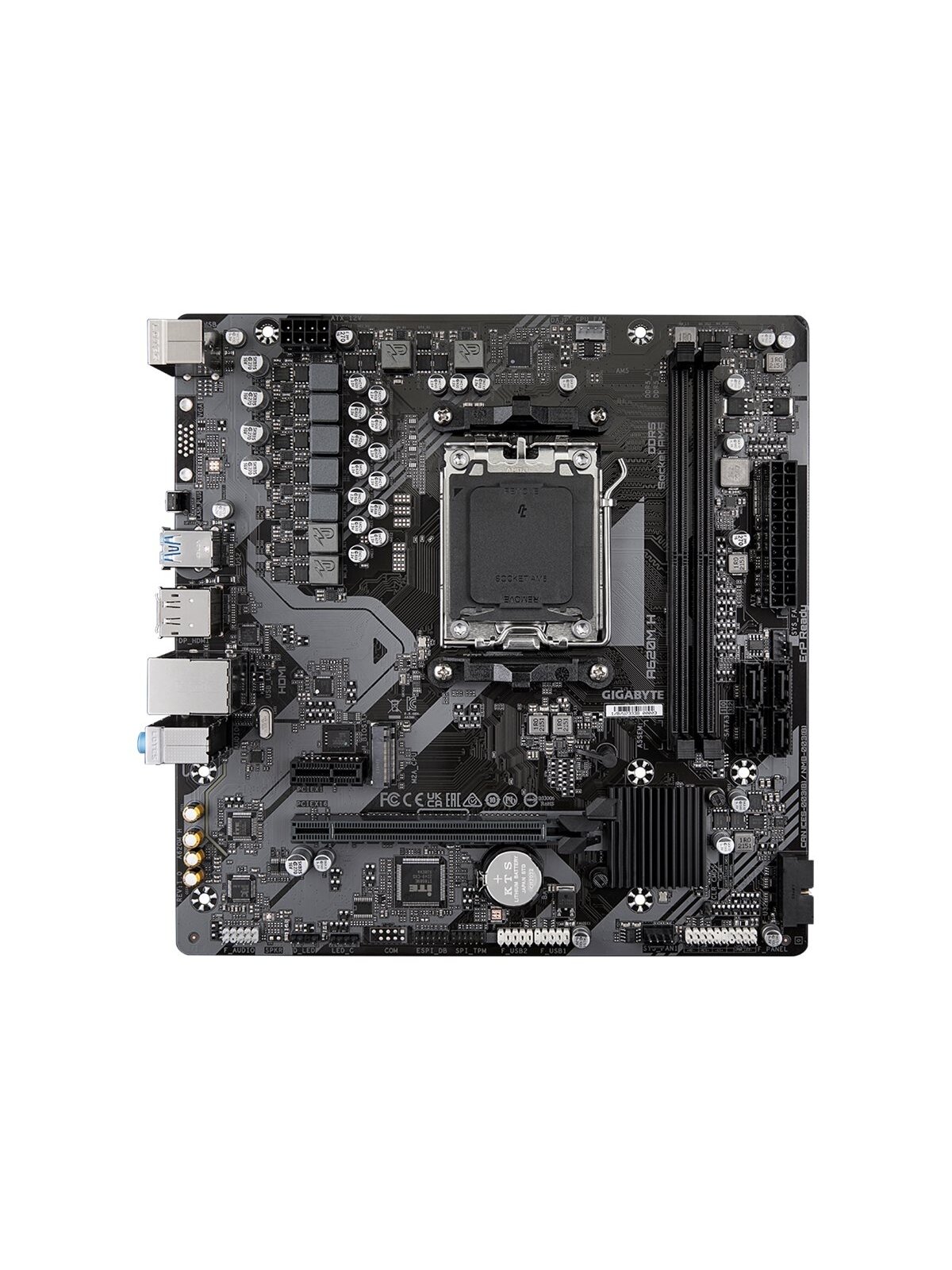 Gigabyte | A620M H 1.0 M/B | Processor family AMD | Processor socket AM5 | DDR5 DIMM | Memory slots 2 | Supported hard disk drive interfaces SATA, M.2 | Number of SATA connectors 4 | Chipset AMD A620 | Micro ATX Gigabyte | A620M H 1.0 M/B | Processor family AMD | Processor socket AM5 | DDR5 DIMM | Memory slots 2 | Supported hard disk drive interfaces SATA, M.2 | Number of SATA connectors 4 | Chipset AMD A620 | Micro ATX