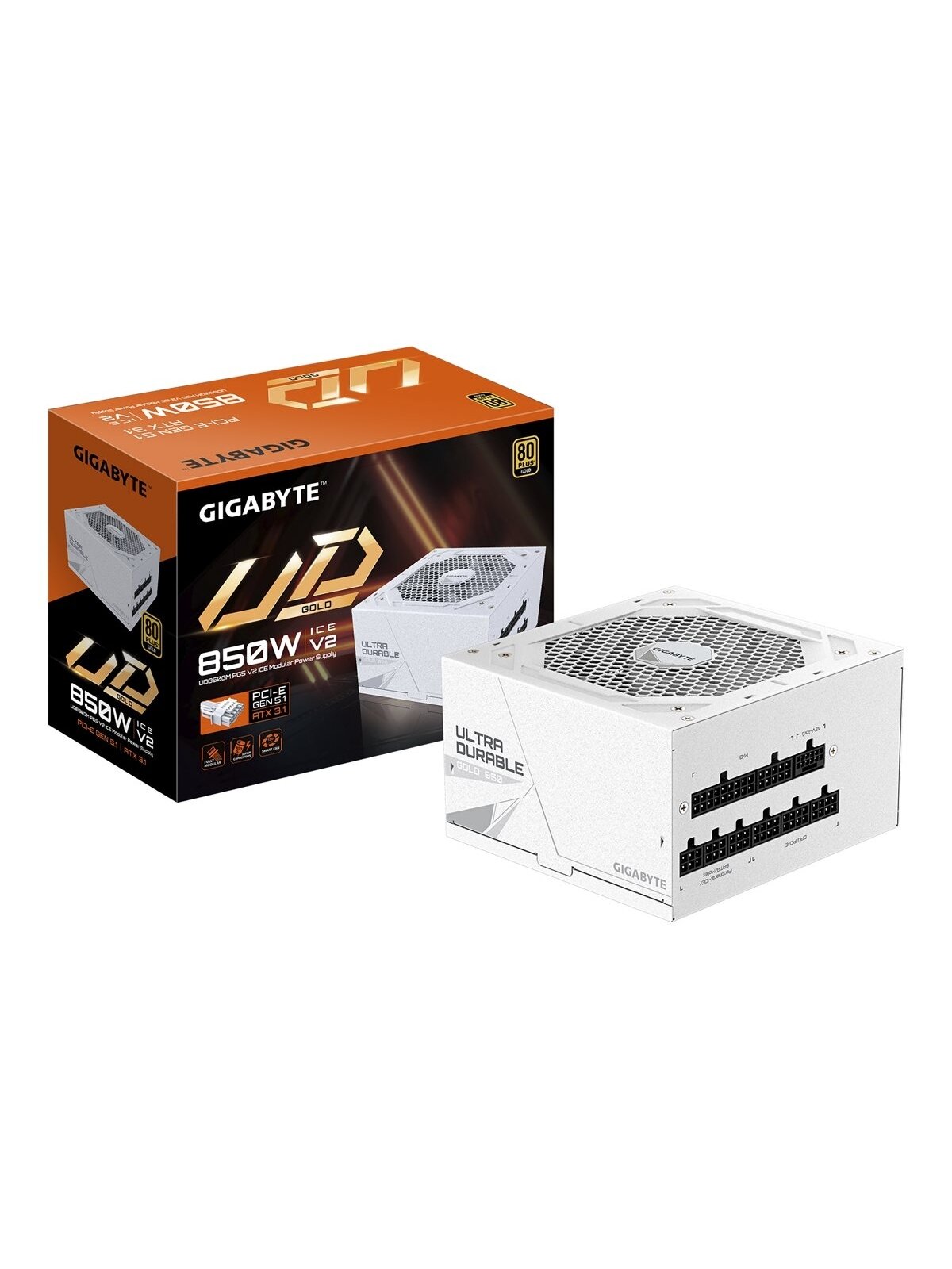 Gigabyte Power Supply, 80 PLUS Gold | UD850GM PG5 V2 ICE | 850 W 4