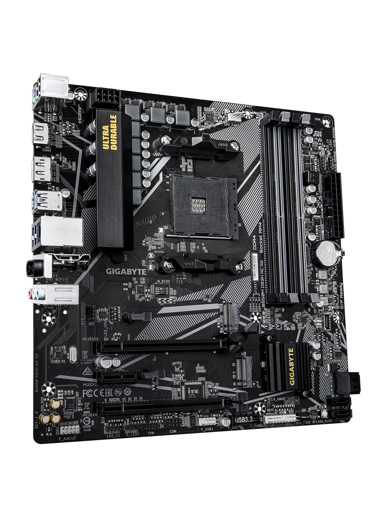 Gigabyte B550M DS3H AC R2 | Processor family AMD | Processor socket AM4 | DDR4 DIMM | Supported hard disk drive interfaces SATA, M.2 | Number of SATA connectors 4 2 Gigabyte B550M DS3H AC R2 | Processor family AMD | Processor socket AM4 | DDR4 DIMM | Supported hard disk drive interfaces SATA, M.2 | Number of SATA connectors 4 2