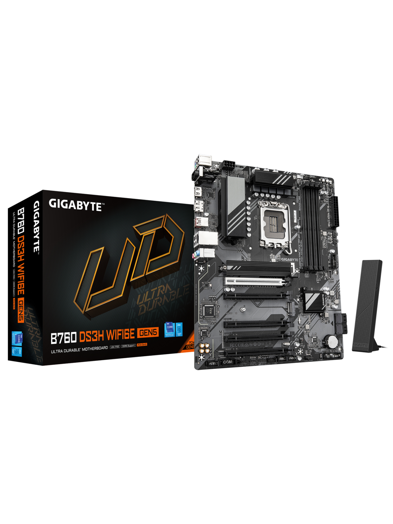 Gigabyte B760 DS3H WF6E GEN5 | Processor family Intel | Processor socket LGA1700 | DDR5 | Supported hard disk drive interfaces M.2, SATA | Number of SATA connectors 4 Gigabyte B760 DS3H WF6E GEN5 | Processor family Intel | Processor socket LGA1700 | DDR5 | Supported hard disk drive interfaces M.2, SATA | Number of SATA connectors 4