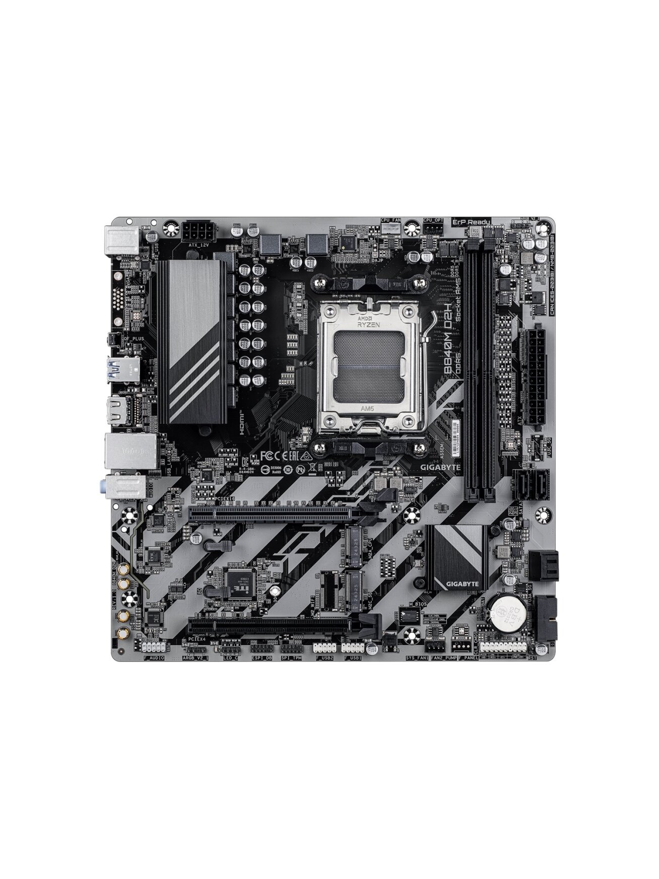 Gigabyte B840M D2H | Processor family AMD | Processor socket AM5 | DDR5 | Supported hard disk drive interfaces SATA, M.2 | Number of SATA connectors 4 Gigabyte B840M D2H | Processor family AMD | Processor socket AM5 | DDR5 | Supported hard disk drive interfaces SATA, M.2 | Number of SATA connectors 4