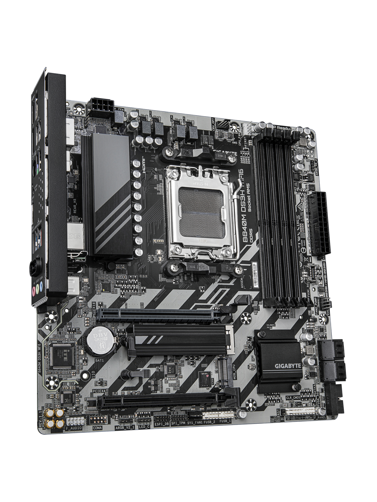 Gigabyte B840M DS3H WIFI6 (rev. 1.1) | Processor family AMD | Processor socket AM5 | DDR5 | Supported hard disk drive interfaces SATA, M.2 | Number of SATA connectors 4 2