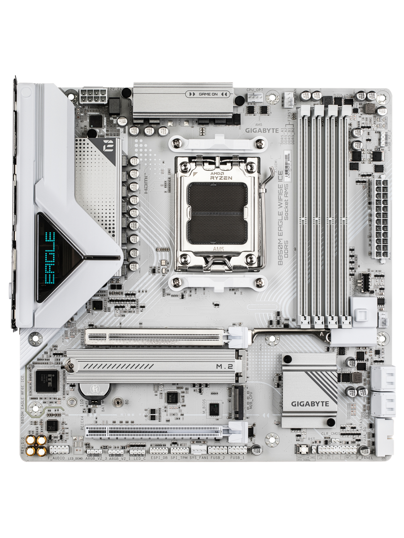 Gigabyte B850M EAGLE WF6E ICE | Processor family AMD | Processor socket AM5 | DDR5 | Supported hard disk drive interfaces SATA, M.2 | Number of SATA connectors 4 1