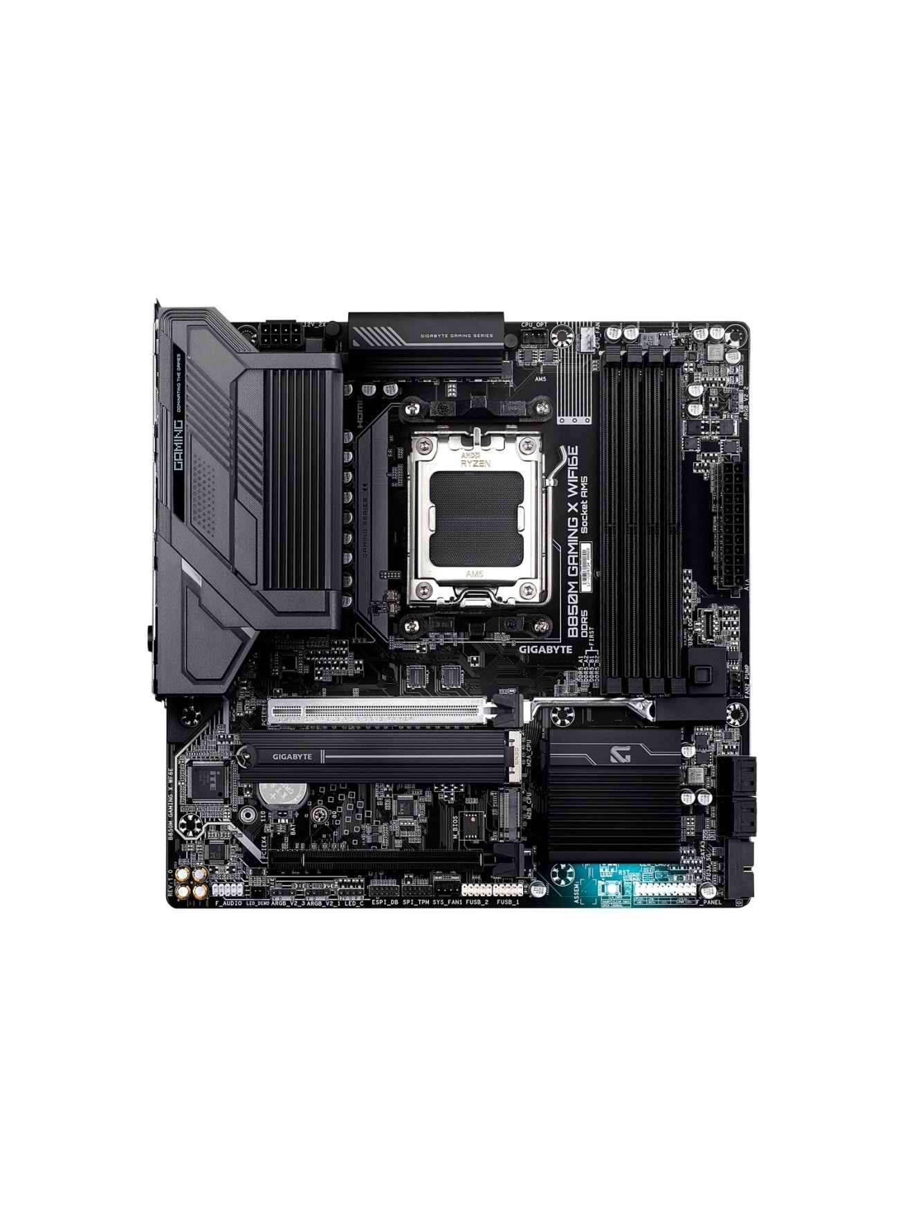 Gigabyte B850M GAMING X WIFI6E | Processor family AMD | Processor socket AM5 | DDR5 SDRAM | Supported hard disk drive interfaces M.2, SATA | Number of SATA connectors 4 | Micro ATX