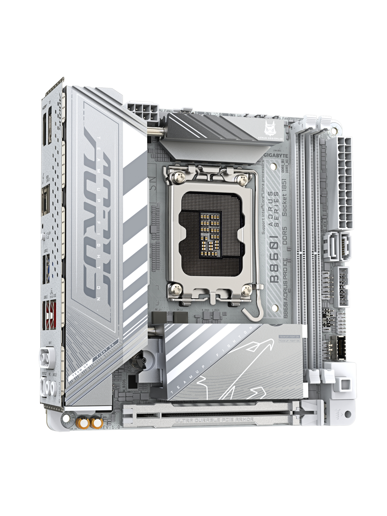 Gigabyte B860I AORUS PRO ICE | Processor family Intel | Processor socket LGA1851 | DDR5 | Supported hard disk drive interfaces SATA, M.2 | Number of SATA connectors 2 2