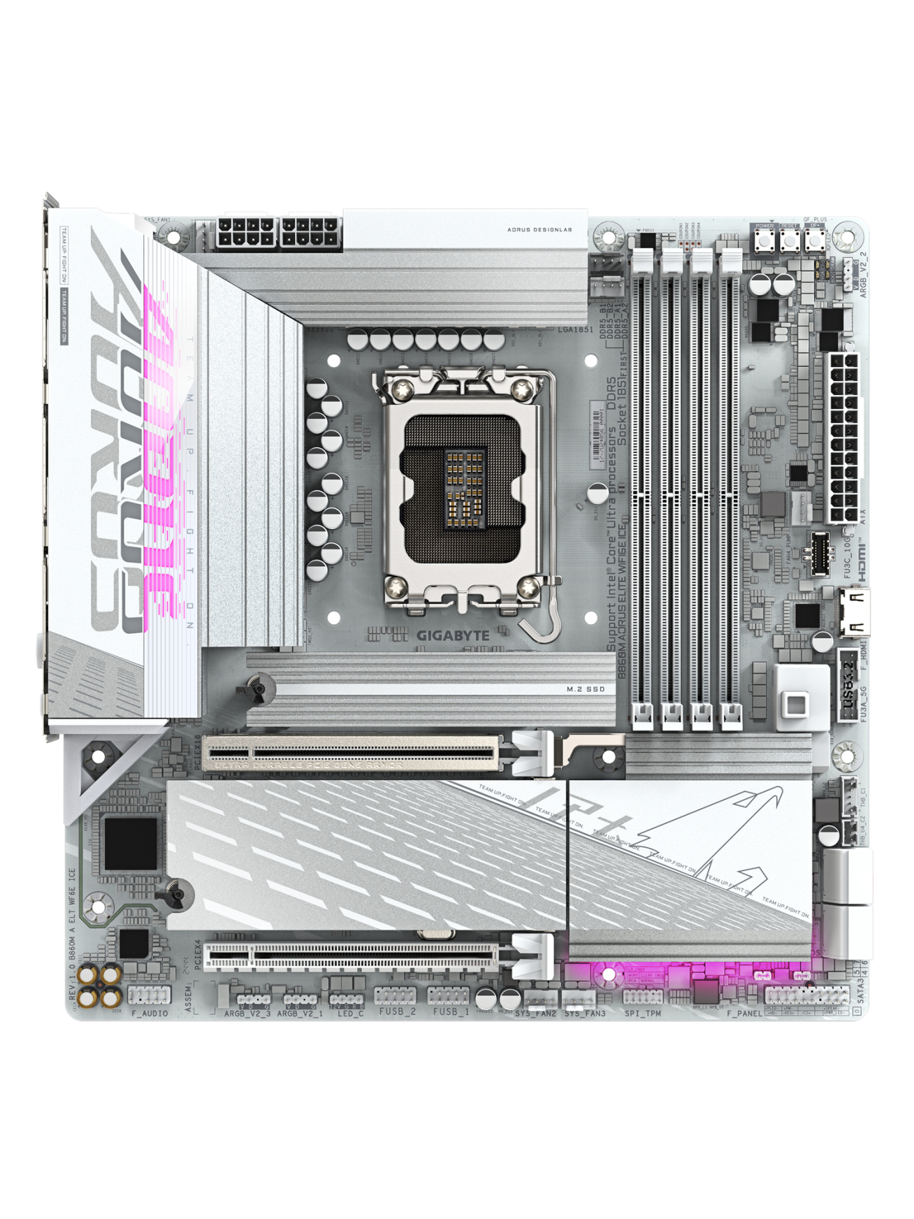 Gigabyte B860M AORUS ELITE WIFI6E ICE | Processor family Intel | Processor socket LGA1851 | DDR5 | Supported hard disk drive interfaces SATA, M.2 | Number of SATA connectors 4 1 Gigabyte B860M AORUS ELITE WIFI6E ICE | Processor family Intel | Processor socket LGA1851 | DDR5 | Supported hard disk drive interfaces SATA, M.2 | Number of SATA connectors 4 1