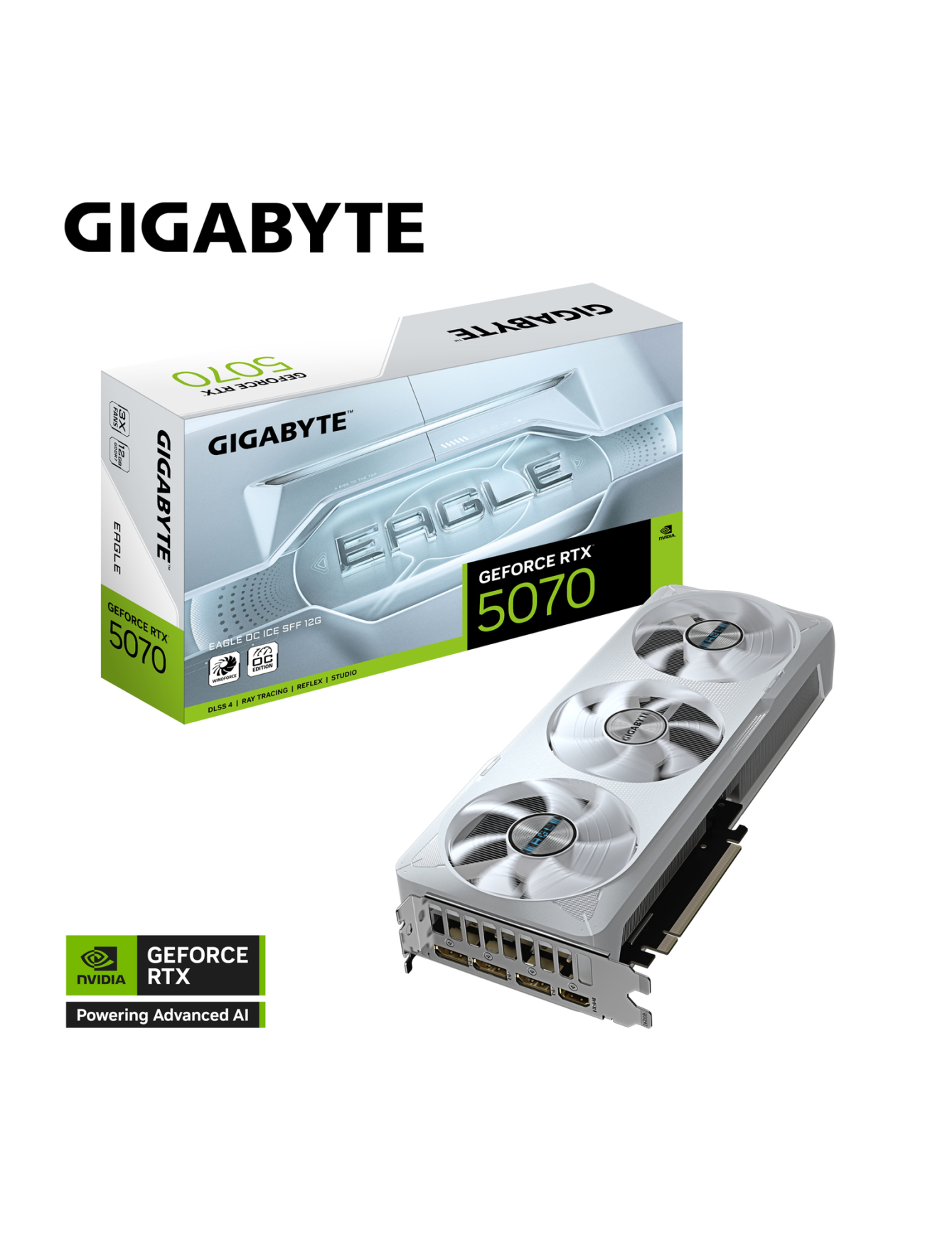 Gigabyte GeForce RTX 5070 EAGLE OC ICE SFF 12G | NVIDIA | 12 GB | GeForce RTX 5070 | HDMI ports quantity 1 | PCI-E 5.0 9
