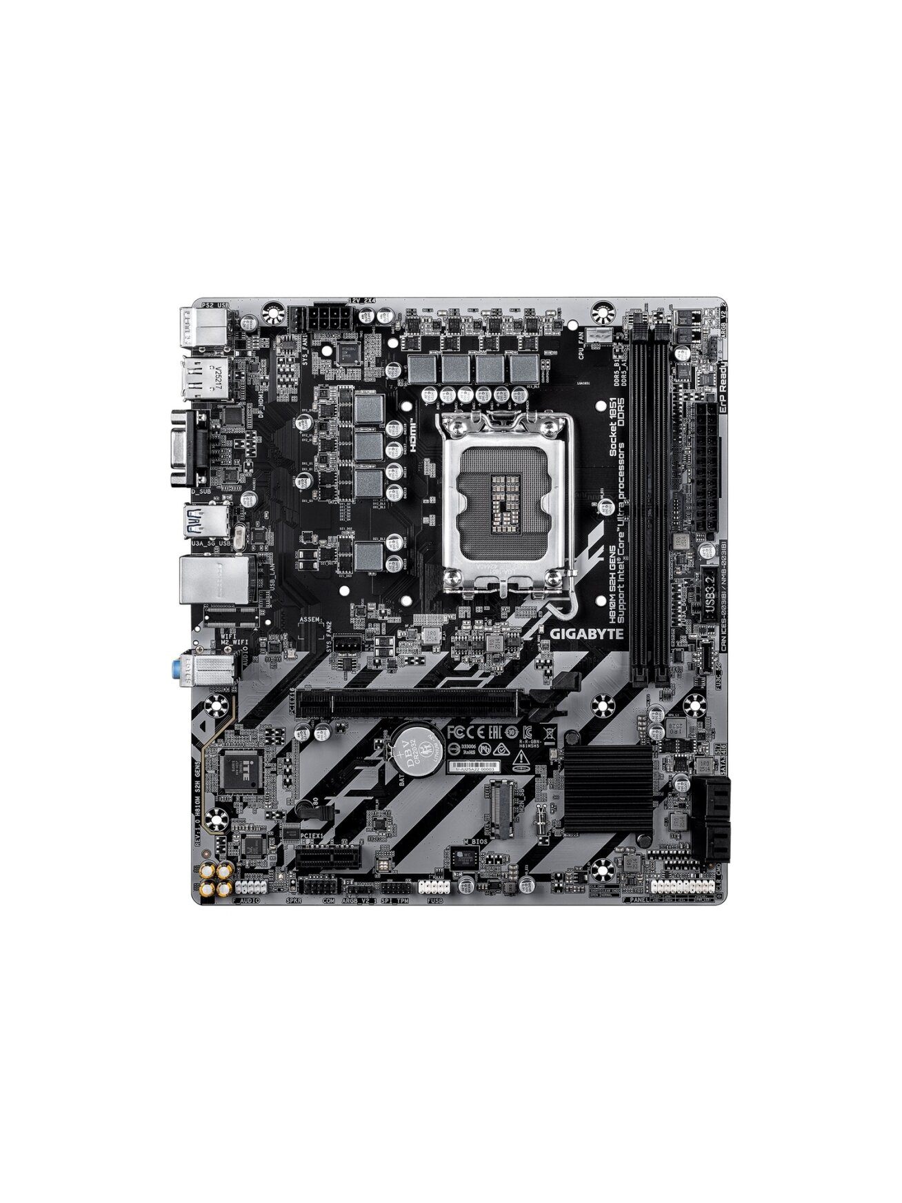 Gigabyte H810M S2H GEN5 | Processor family Intel | Processor socket LGA1851 | DDR5 | Supported hard disk drive interfaces SATA, M.2 | Number of SATA connectors 4