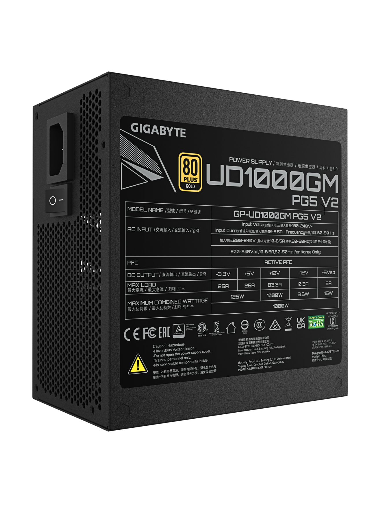 Gigabyte Power Supply, ATX 12V v3.1 | UD1000GM PG5 V2 | 1000 W 4