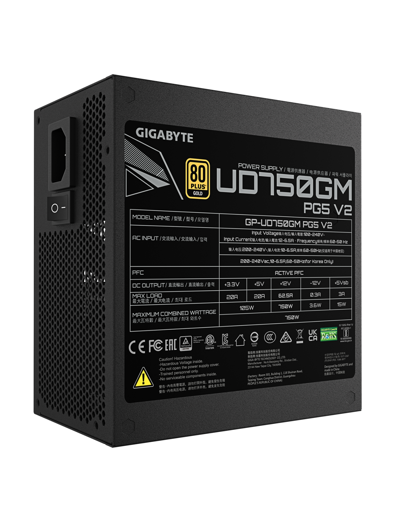 Gigabyte Power Supply | UD750GM PG5 V2 | 750 W 4 Gigabyte Power Supply | UD750GM PG5 V2 | 750 W 4