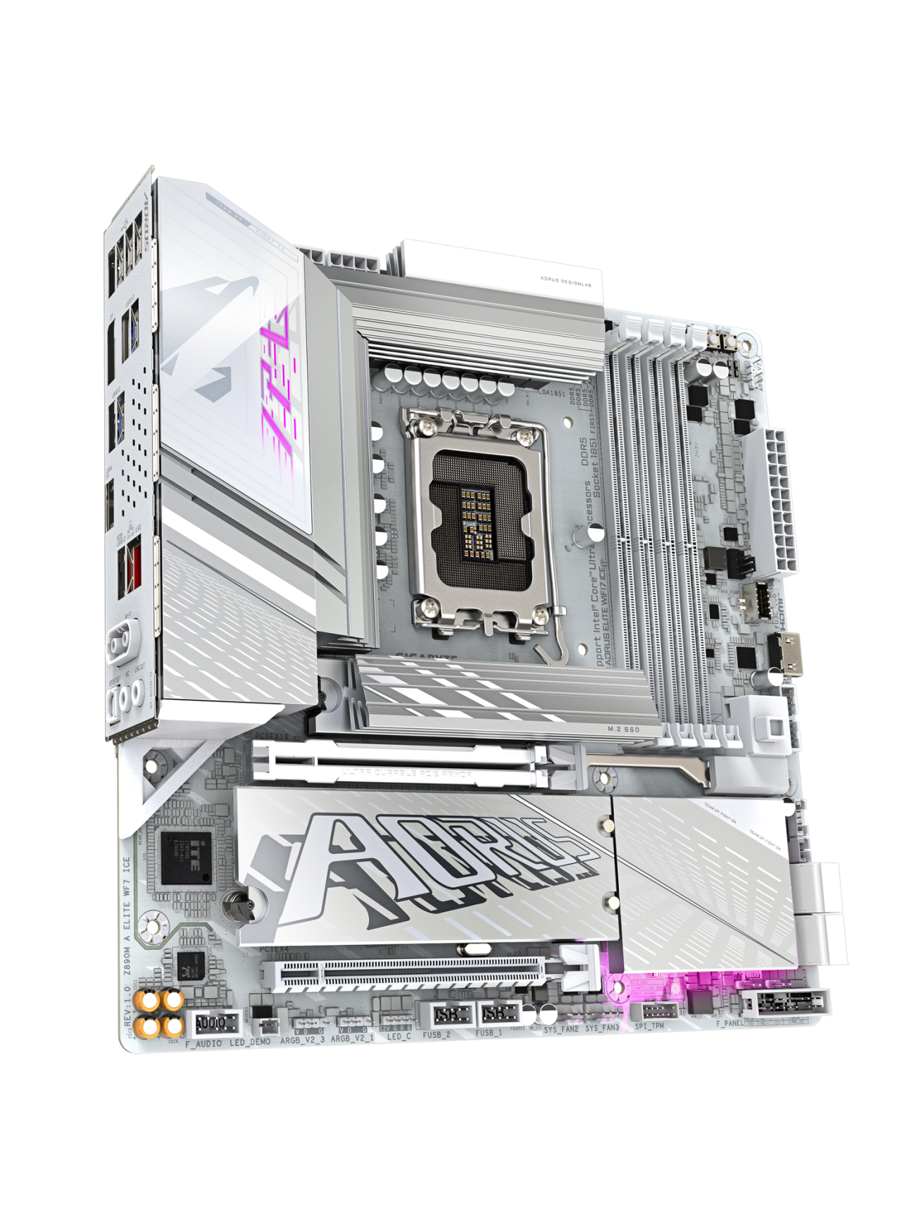 Gigabyte Z890M A ELITE WF7 ICE | Processor family Intel | Processor socket LGA1851 | DDR5 | Supported hard disk drive interfaces SATA, M.2 | Number of SATA connectors 4 2