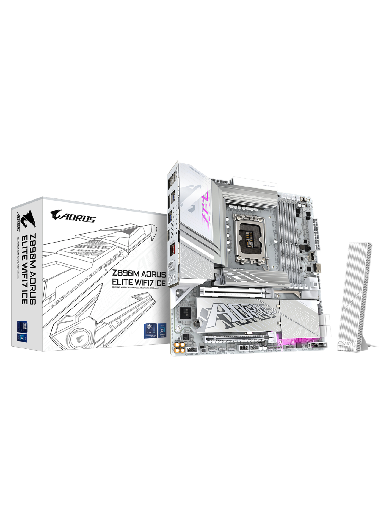 Gigabyte Z890M A ELITE WF7 ICE | Processor family Intel | Processor socket LGA1851 | DDR5 | Supported hard disk drive interfaces SATA, M.2 | Number of SATA connectors 4 1