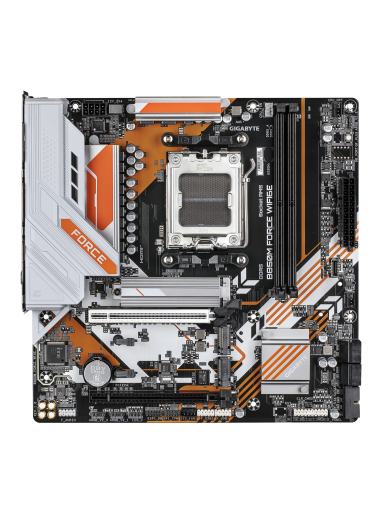 Gigabyte B850M FORCE WIFI6E (rev. 1.0) | Processor family AMD | Processor socket AM5 | DDR5 | Supported hard disk drive interfaces SATA, M.2 | Number of SATA connectors 4 Gigabyte B850M FORCE WIFI6E (rev. 1.0) | Processor family AMD | Processor socket AM5 | DDR5 | Supported hard disk drive interfaces SATA, M.2 | Number of SATA connectors 4