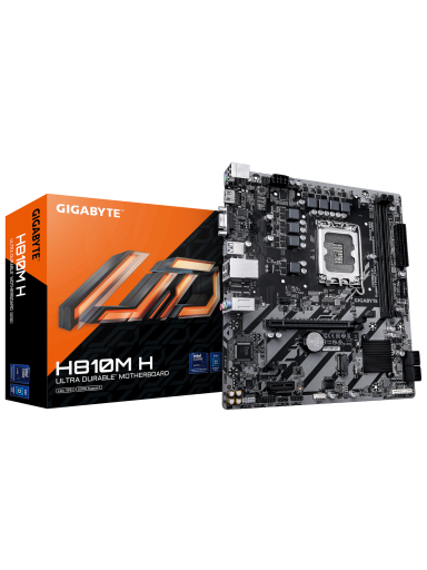Gigabyte H810M H | Processor family Intel | Processor socket LGA1851 | DDR5 | Supported hard disk drive interfaces SATA, M.2 | Number of SATA connectors 4