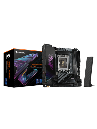 Gigabyte Z890I AORUS ULTRA | Processor family Intel | Processor socket LGA1851 | DDR5 | Supported hard disk drive interfaces M.2, SATA | Number of SATA connectors 2
