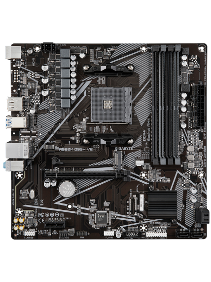Gigabyte | A520M DS3H V2 | Processor family AMD | Processor socket AM4 | DDR4 DIMM | Memory slots 2 | Number of SATA connectors 4 | Chipset AMD A520 | Micro ATX 1