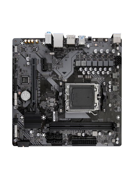 Gigabyte | A620M H 1.0 M/B | Processor family AMD | Processor socket AM5 | DDR5 DIMM | Memory slots 2 | Supported hard disk drive interfaces SATA, M.2 | Number of SATA connectors 4 | Chipset AMD A620 | Micro ATX 3