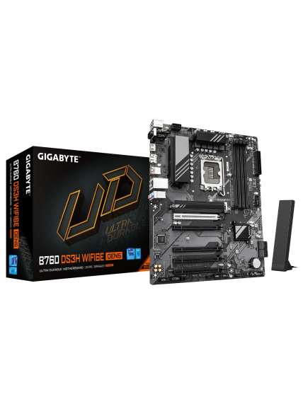 Gigabyte B760 DS3H WF6E GEN5 | Processor family Intel | Processor socket LGA1700 | DDR5 | Supported hard disk drive interfaces M.2, SATA | Number of SATA connectors 4