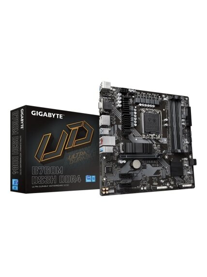 Gigabyte | B760M DS3H DDR4 1.0 M/B | Processor family Intel | Processor socket  LGA1700 | DDR4 DIMM | Memory slots 4 | Supported hard disk drive interfaces 	SATA, M.2 | Number of SATA connectors 4 | Chipset Intel B760 Express | Micro ATX 4