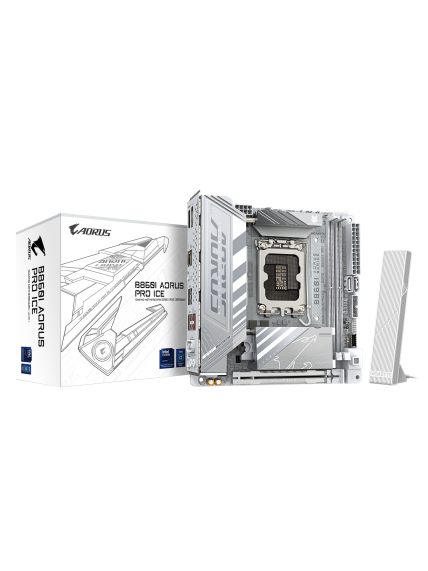 Gigabyte B860I AORUS PRO ICE | Processor family Intel | Processor socket LGA1851 | DDR5 | Supported hard disk drive interfaces SATA, M.2 | Number of SATA connectors 2 Gigabyte B860I AORUS PRO ICE | Processor family Intel | Processor socket LGA1851 | DDR5 | Supported hard disk drive interfaces SATA, M.2 | Number of SATA connectors 2