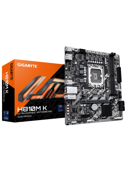 Gigabyte H810M K | Processor family Intel | Processor socket LGA1851 | DDR5 | Supported hard disk drive interfaces M.2, SATA | Number of SATA connectors 4 1