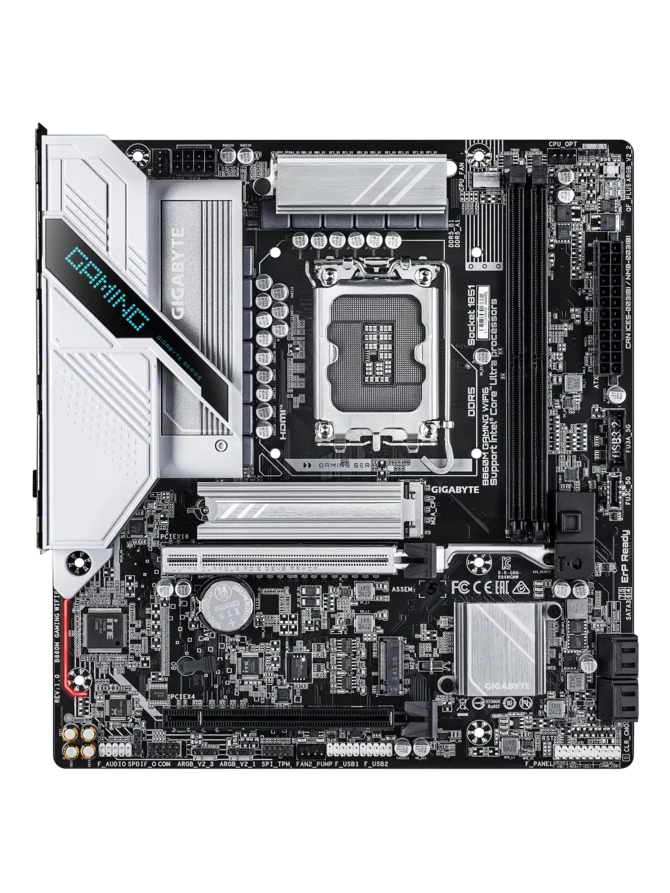 Gigabyte B860M GAMING WIFI6 | Processor family Intel | Processor socket LGA1851 | DDR5 | Supported hard disk drive interfaces M.2, SATA | Number of SATA connectors 4 1