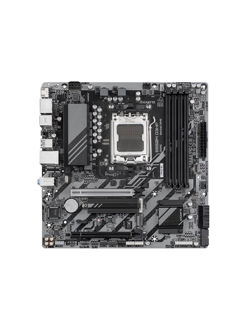 Gigabyte B850M D3HP | Processor family AMD | Processor socket AM5 | DDR5 | Supported hard disk drive interfaces M.2, SATA | Number of SATA connectors 4 Gigabyte B850M D3HP | Processor family AMD | Processor socket AM5 | DDR5 | Supported hard disk drive interfaces M.2, SATA | Number of SATA connectors 4