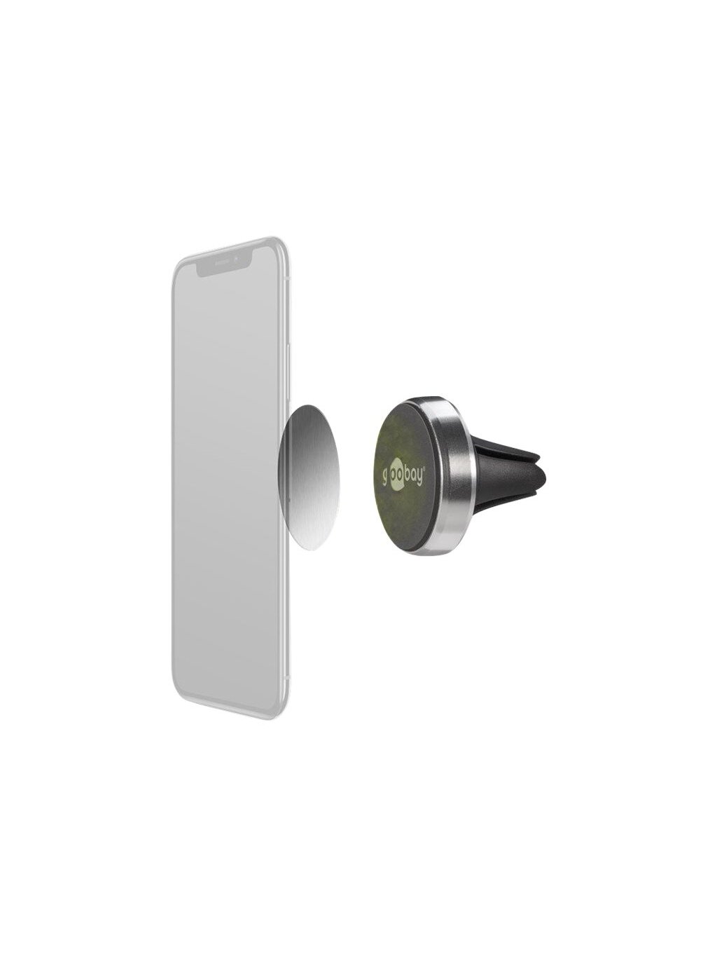 Goobay | Magnetic mount Metal Slim Design for smartphones (35mm) | 38685 | Black/Silver | Magnetic holder is suitable for almost every smartphone; Quick-Snap assembly technology for quick and easy use; Smart and almost invisible fastening option on the ca 4
