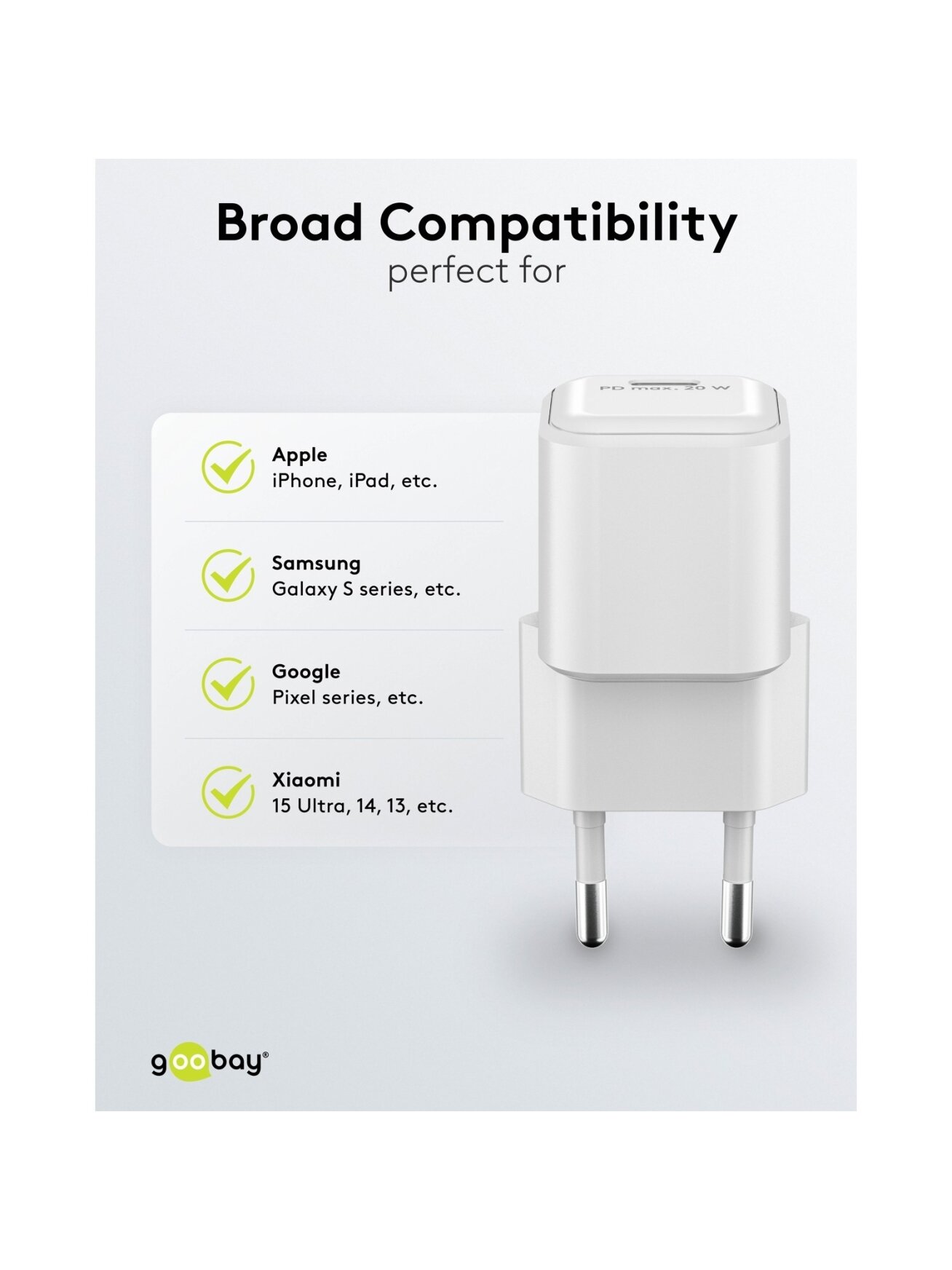 Goobay 20 W USB-C PD GaN Fast Charger Nano | USB-C 3