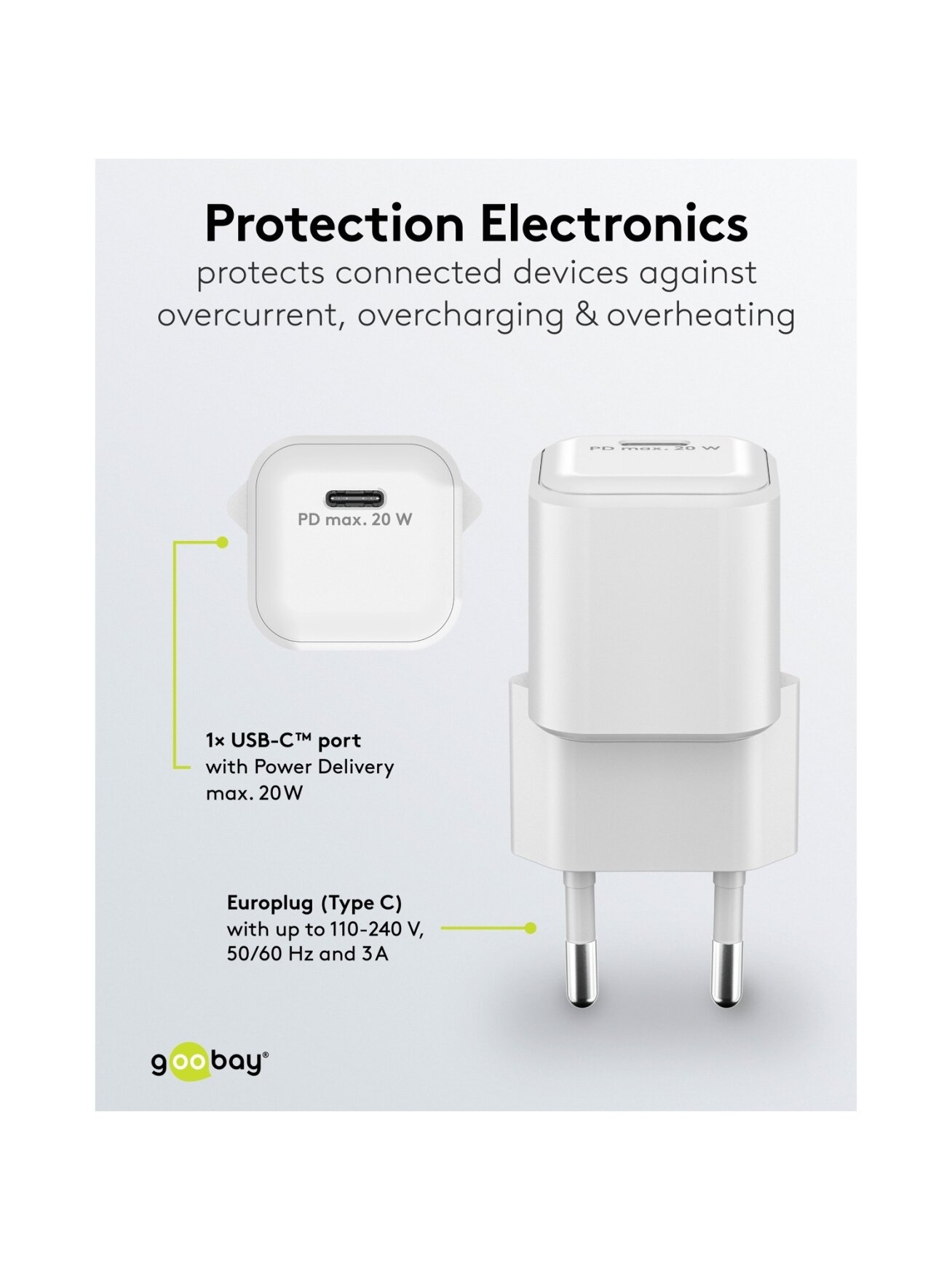 Goobay 20 W USB-C PD GaN Fast Charger Nano | USB-C 4