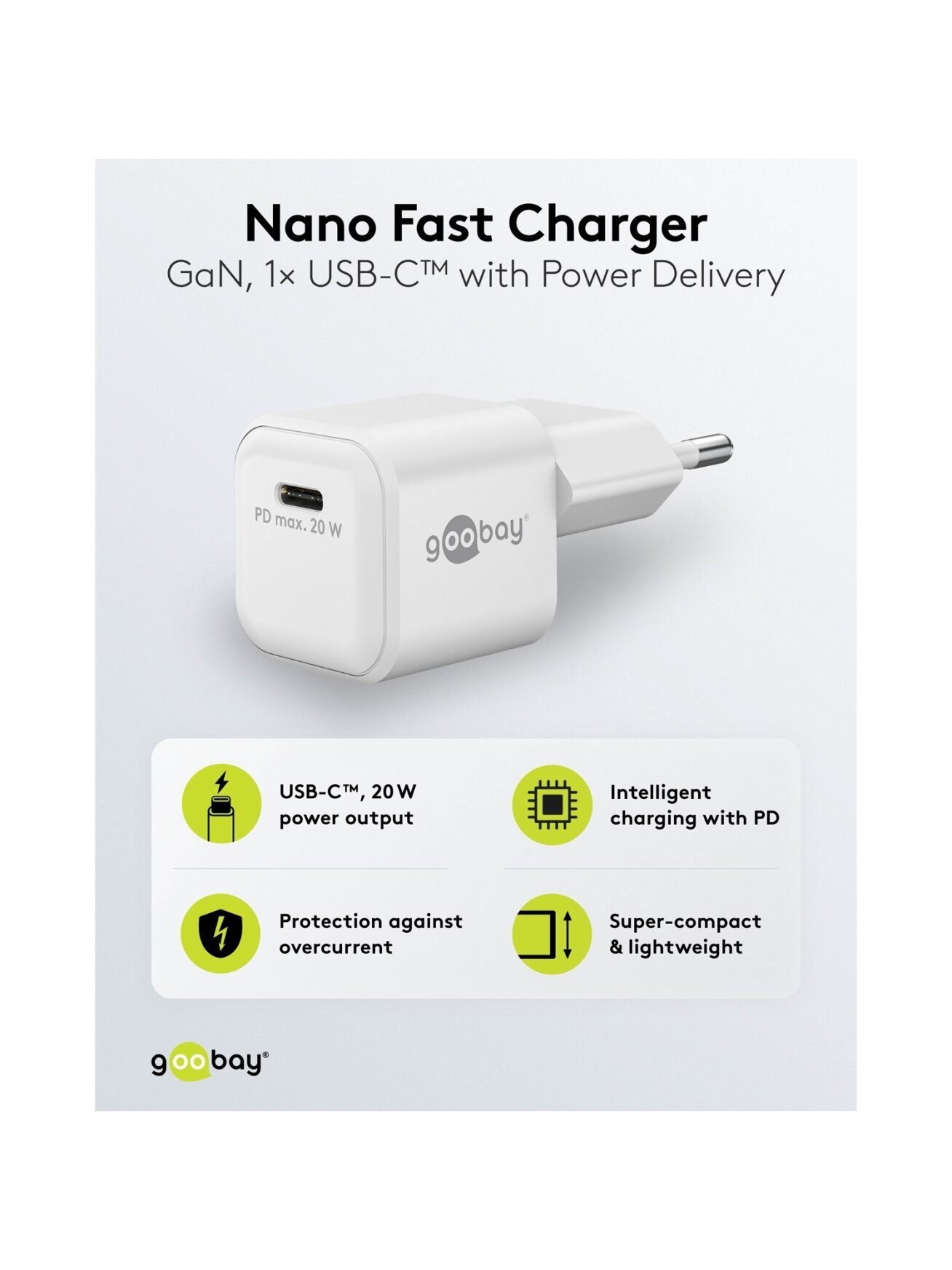 Goobay 20 W USB-C PD GaN Fast Charger Nano | USB-C 6