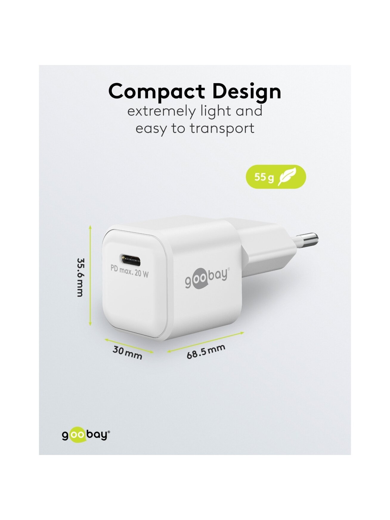 Goobay 20 W USB-C PD GaN Fast Charger Nano | USB-C 7