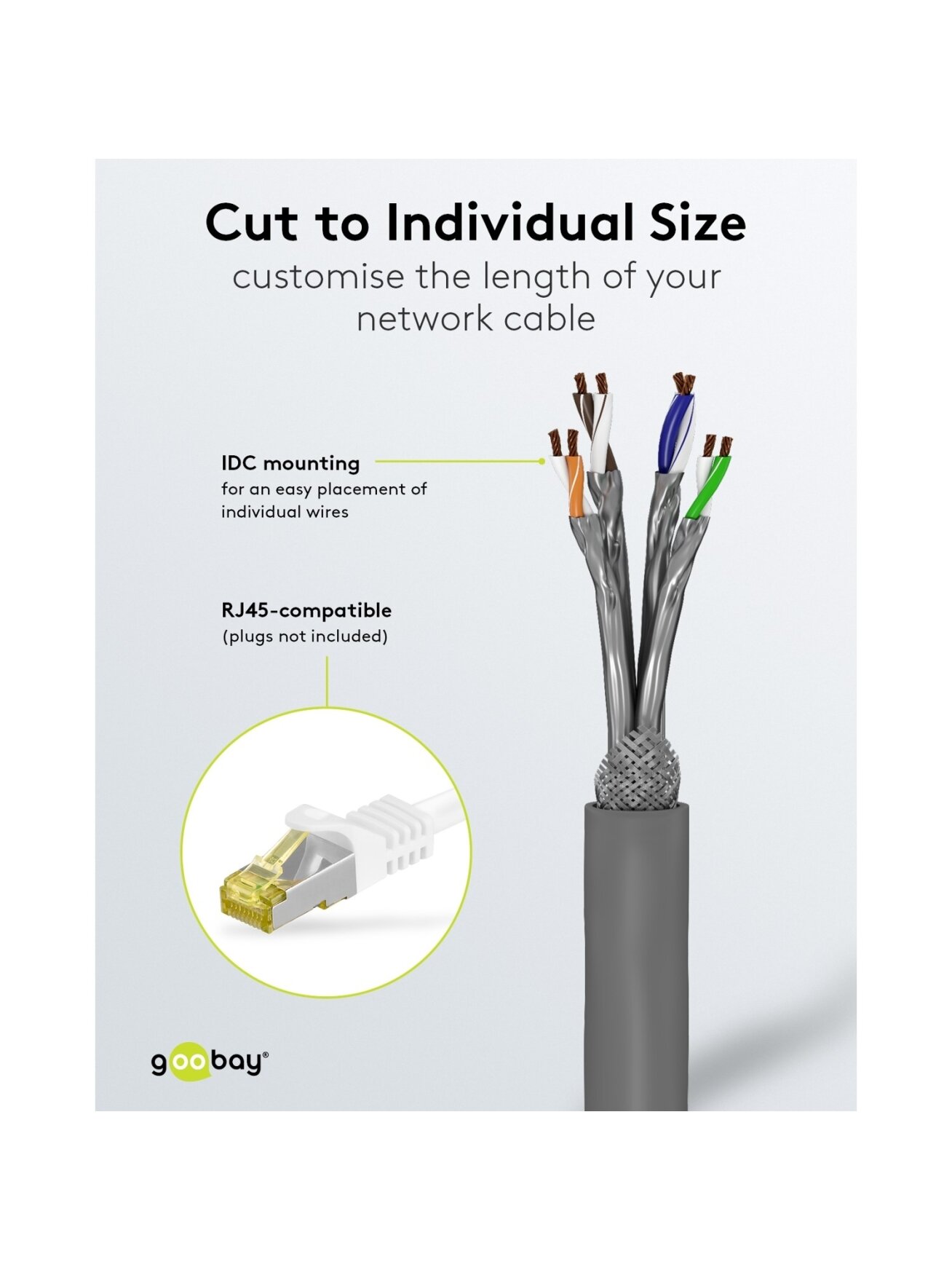 Goobay | CAT 6A Network Cable, S/FTP (PiMF), 50 m | 96093 | S/FTP | Grey 5 Goobay | CAT 6A Network Cable, S/FTP (PiMF), 50 m | 96093 | S/FTP | Grey 5