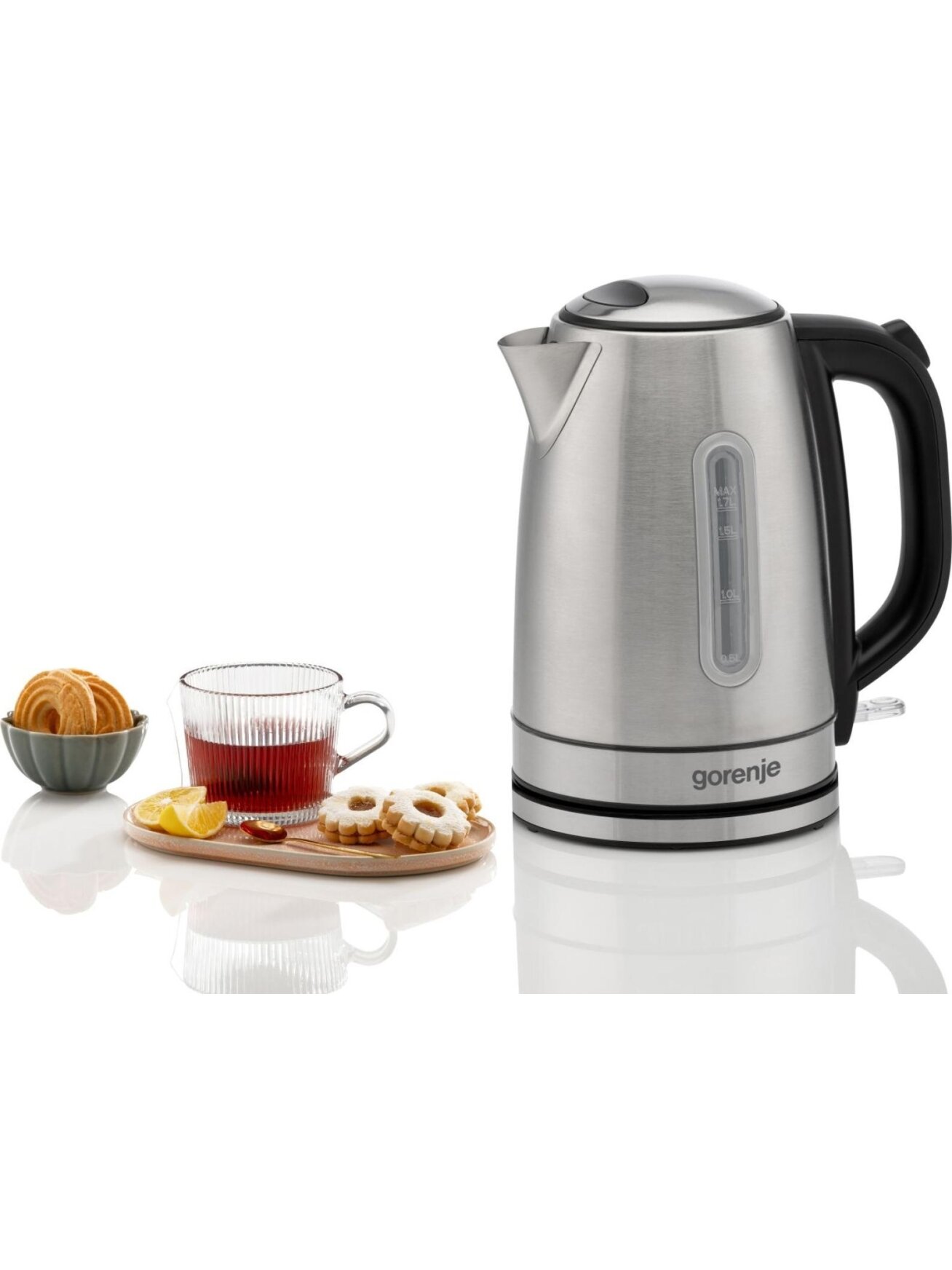 Gorenje Kettle | K17DS | Electric | 2200 W | 1.7 L | Stainless steel | 360° rotational base | Stainless steel 2 Gorenje Kettle | K17DS | Electric | 2200 W | 1.7 L | Stainless steel | 360° rotational base | Stainless steel 2