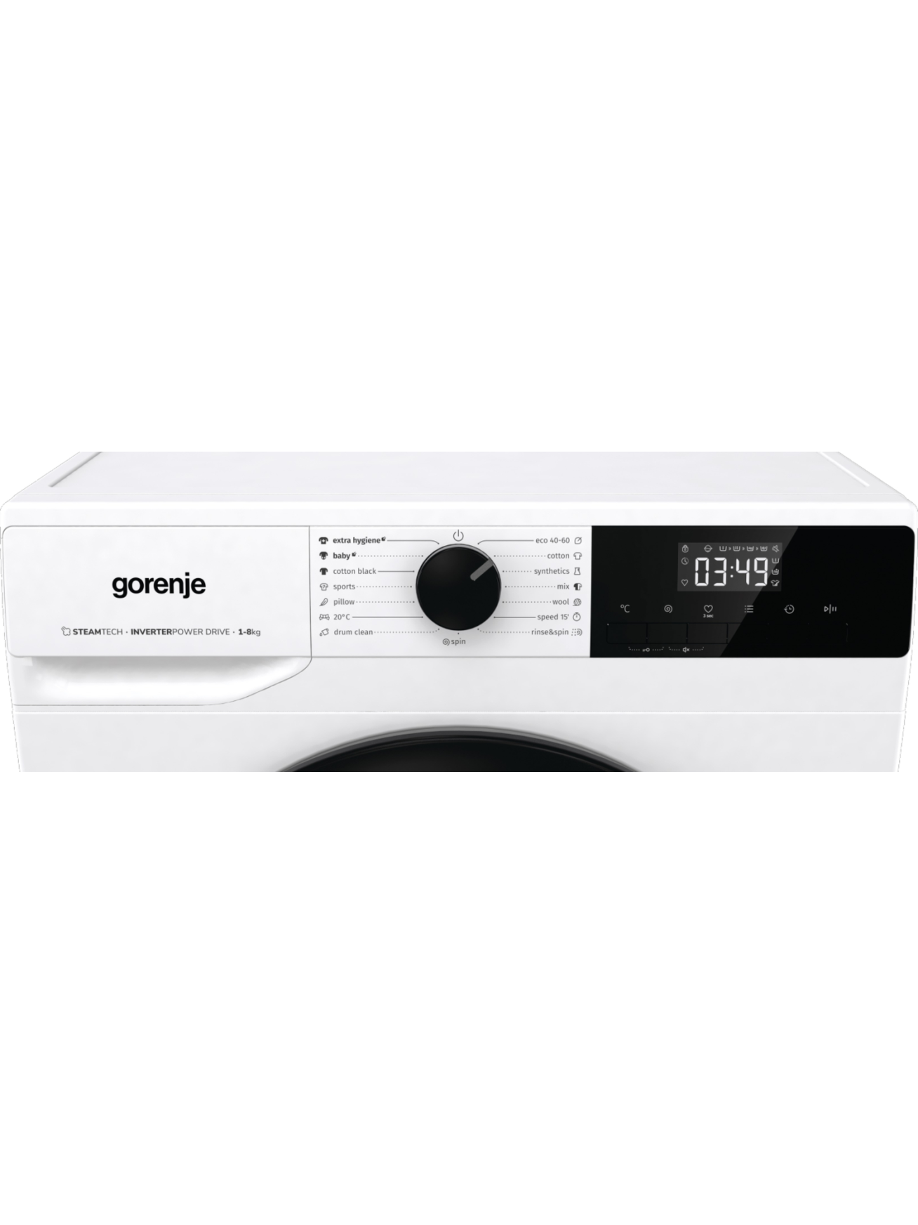 Gorenje | Washing Machine | W11NHPI84AS | Energy efficiency class A | Front loading | Washing capacity 8 kg | 1400 RPM | Depth 54 cm | Width 60 cm | Display | LED | Steam function | White 3
