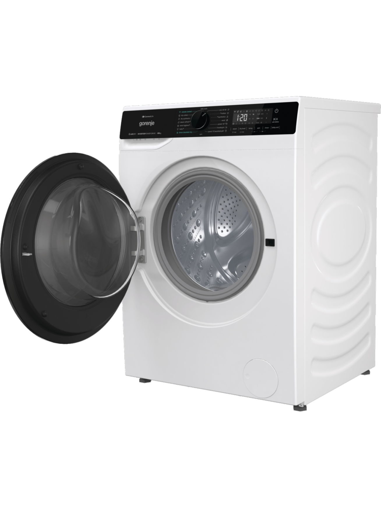 Gorenje Washing Machine with Dryer | WD2PA964ADW | Energy efficiency class A/D | Front loading | Washing capacity 9 kg | 1400 RPM | Depth 55 cm | Width 60 cm | Display | LED | Drying system | Drying capacity 6 kg | Steam function | Wi-Fi | White 3