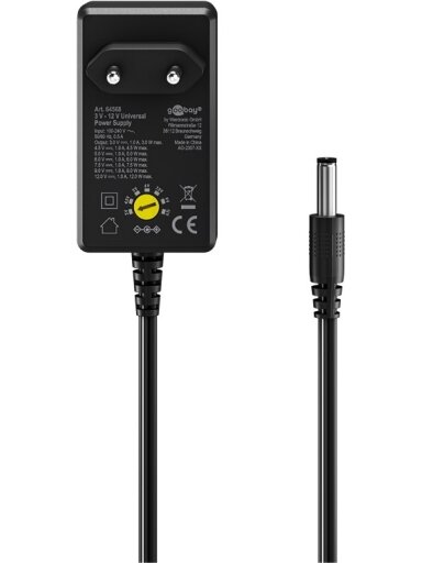 Goobay | 64568 Universal Power Supply 3 V - 12 V, Max. 12 W, Black Goobay | 64568 Universal Power Supply 3 V - 12 V, Max. 12 W, Black